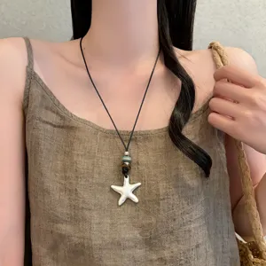 Collana lunga con pendente a stella marina design di nicchia coreano catena maglione.