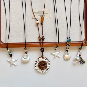 Collana con ciondolo geometrico in argento design di nicchia coreano catena maglione