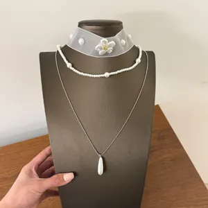 Collana di perle elegante girocollo mesh pendente goccia gioiello moda per donna