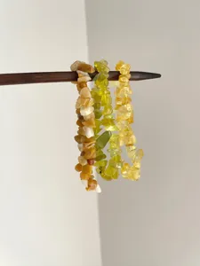 Vintage irregular natural stone chip beaded bracelet multi-layer stackable jewelry