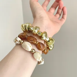 Bohemian style irregular geometric stacked bracelet set for women fashion jewelry