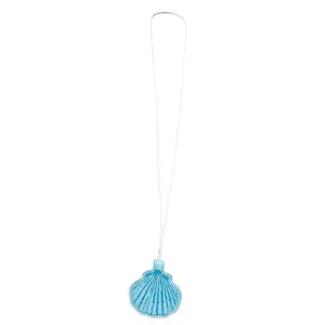 Strand stijl blauw schelp leer ketting lange truiketting chique brillenclip dames
