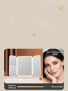 Vista detallada del ajuste de luz natural de 4500K en un espejo de maquillaje LED