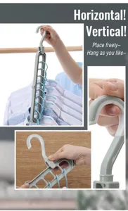 Detailed close-up showing the flexible rotating hook of this nine-hole space saving hanger
