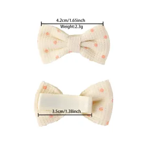 Handgefertigte Kinder-Haarspangen mit Polka-Dot-Schleife aus Waffelstoff, 4,2 cm
