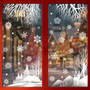 Pegatinas de ventana de Navidad copos de nieve ciervo calcomanias de vidrio.