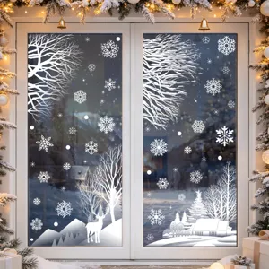 Pegatinas de ventana de Navidad copos de nieve alces casa de nieve para decoración fiesta