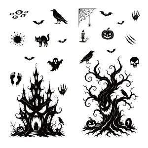 Halloween window stickers haunted house ghost tree bats ghosts static glass stickers decor