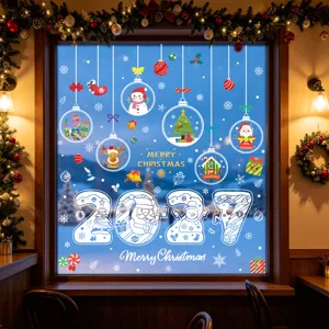 Adesivi statici per finestre di Natale decorazioni pupazzo di neve decalcomanie vetro