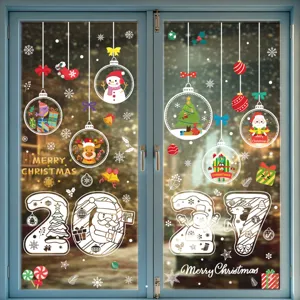 Adesivi per finestre di Natale decalcomanie statiche pupazzo di neve Babbo decori