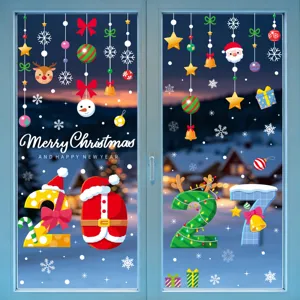 Kerstster raamstatische stickers dromerige sneeuwman rendier glasdecoratie