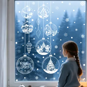 Weihnachten statische Fensteraufkleber Schneeflocke Kugeln Dekoration für Glas Party.