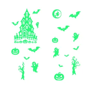 Halloween lichtgevende raamstickers in het donker spookhuis vleermuis geest pompoen muursticker