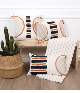 Moroccan tufted cushion cover bohemian geometric decorative pillow case for living room sofa detail