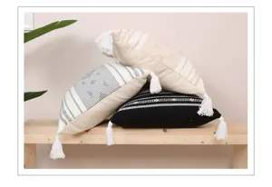 Böhmischer Kissenbezug mit Fransen und geometrischem Muster für Sofa Dekoration