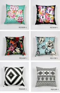 Decorative throw pillow covers set with botanical floral and geometric designs for home.