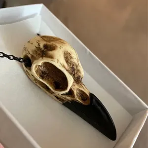 Collana con ciondolo teschio di corvo gotico in resina per regalo di Halloween box