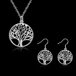 Moda Donna Albero della Vita Lega Set di Gioielli Collana Orecchini Placcato Oro Argento Elegante Festa Quotidiano