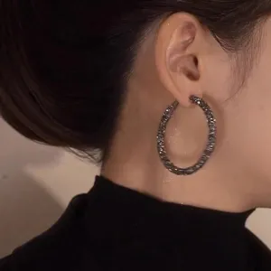 Stylish large hoop earrings for women, sparkling full rhinestone design, trendy fashion jewelry.