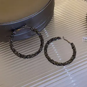 Trendy large hoop earrings with full diamonds, stylish fashion European temperament jewelry.