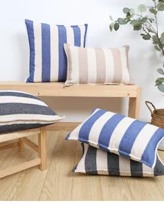 Classic striped pillow cover for modern living room sofa, comfortable decorative cushion case.