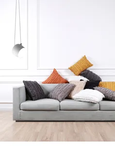 Minimalist textured fringe throw pillow cover for living room sofa couch home decor