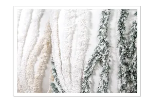 Tufted cushion cover close-up detail, textured boho throw pillow case for living room decor.