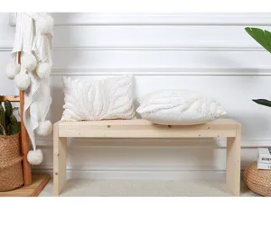 Nordic tufted embroidered cushion cover, white decorative lumbar pillow case for home sofa.