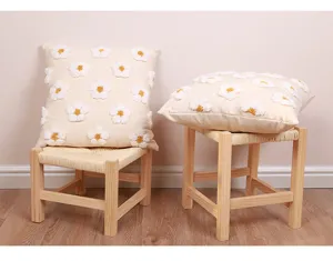 Nordischer Tufted-Gänseblümchen Kissenbezug, süßes Blumenkissen Detail für Sofadeko.