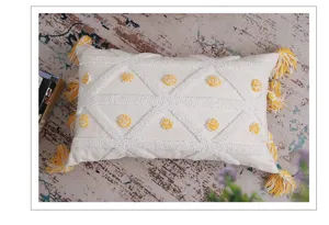 Nordic style tufted cushion cover geometric dot pillowcase with tassels for home decor