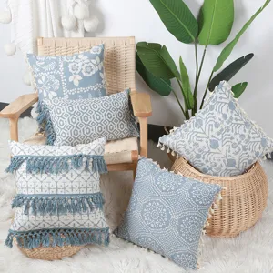 Boho Geometrischer Getufteter Kissenbezug Baumwollmischung Dekorative Kissenhülle Mit Quasten Für Sofa Wohnzimmer