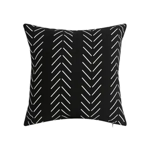 Black and white chevron geometric throw pillow cover cotton linen sofa cushion case decor