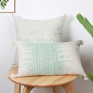 Bohemian vintage βαμβακερή λινή μαξιλαροθήκη με φούντες για τη νέα διακόσμηση καναπέ