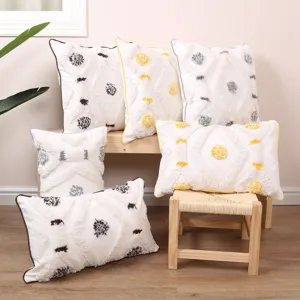 Moroccan Style Geometric Tufted Throw Pillow Cover Nordic White Cotton Linen Cushion Cover for Sofa Living Room Home Decor