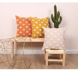 Cotton linen throw pillow cover tufted decorative cushion case for living room sofa bedroom decor