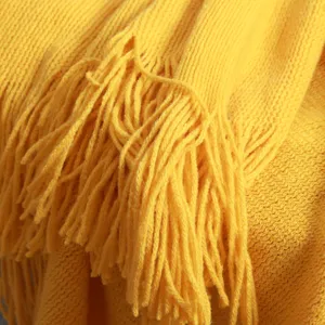 Nordic solid color knitted throw blanket with fringe for home office sofa couch decor warm