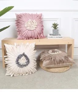 Modern luxury 3D flower decorative pillow cover, soft cushion case for home sofa office decor.