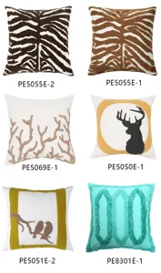 Decorative tufted cushion cover set featuring various minimalist geometric and animal patterns.