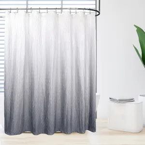 Verloopkleur Gekreukt Waterdicht Duschgordijn Modern Minimalistisch Polyester Stof Badkamer Decor Gordijn Met Haken