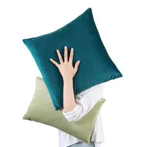Solid color velvet pillow cover soft square cushion case for modern living room sofa decor