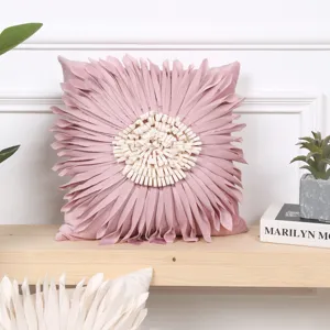 Fodera per cuscino decorativo rosa 3D moderno con fiori per divano soggiorno decorazione casa.