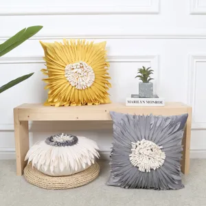 Modern 3D flower throw pillow cover light luxury decorative cushion for home office sofa decor