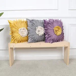 Modern 3D flower decorative throw pillowcase set, luxury aesthetic cushion cover for living room sofa