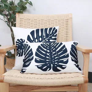 Nordic Style Cotton Linen Green Plant Leaf Print Cushion Cover Square Rectangular Sofa Pillow Case Home Decor