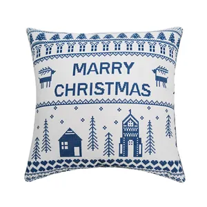 Christmas Throw Pillow Cover Nordic Elk Snowflake Printed Cotton Linen Decorative Cushion Case For Home Sofa Car