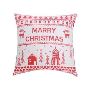 Christmas throw pillow case red white holiday decorative cushion cover for home sofa decor