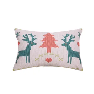 Weihnachten Rentier Strick Druck rechteckig Kissenbezug fuer Sofa Heimfeiertagsdekor.