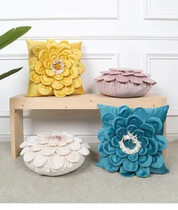 3D Flower Throw Pillow Cover Luxury Petal Cushion Case Home Decor Living Room Accent