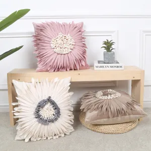 Modern Minimalist Embroidered Floral Cushion Cover Polyester Decorative Throw Pillow Case For Home Office Car Living Room