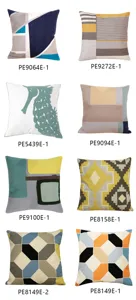 Detail view of modern geometric towel embroidery throw pillow covers for home decor.